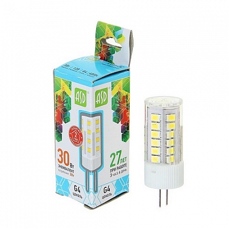Лампа свд 3Вт LED-JC-standart 12В 270Лм G4 4000К ASD