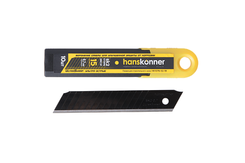 Лезвия 18мм сталь 0,7мм 15сег Hanskonner НК1076-S2-18 