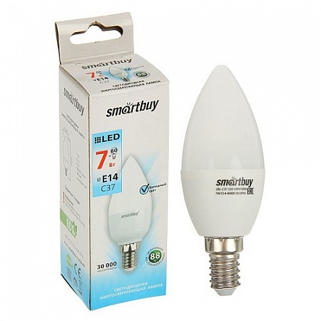 Лампа свд 7Вт Е14 С37 60К Smartbuy SBL-C37-07-60K-E14