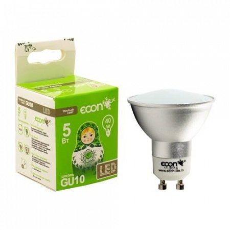 Лампа светодиодная ECON  LED MR 5Вт GU5.3 4200K 220V ES 750530-220